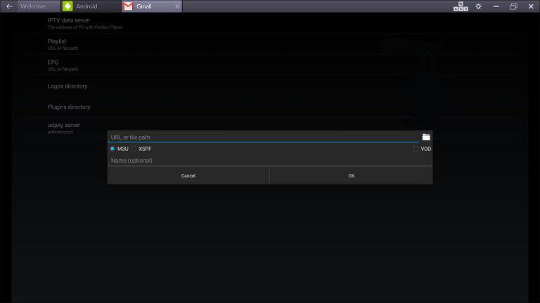 Perfect Player - Enter M3U URL